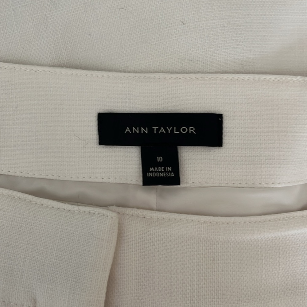 Ann Taylor Cream Ankle Trousers in crosshatch sz 10 - Picture 8 of 8